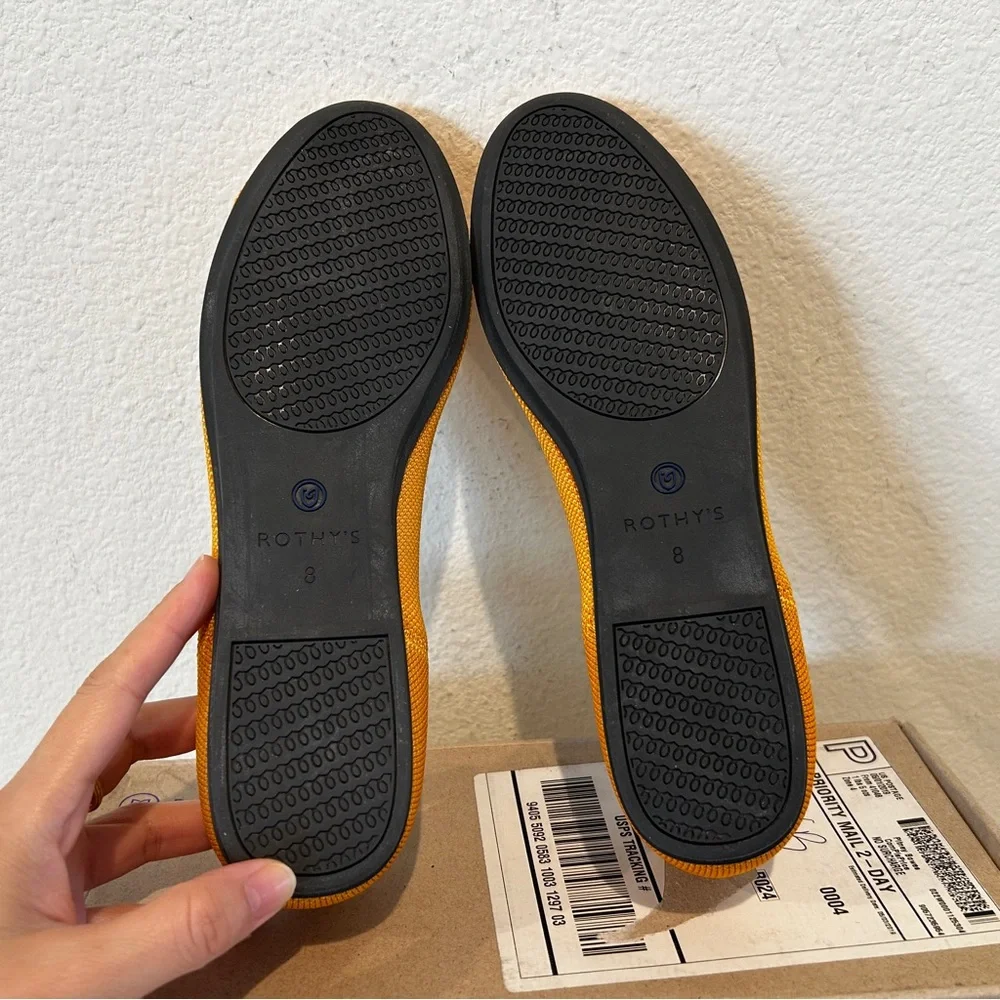 Rothy's The Flat Slip On Flats Round Toe Lemondrop, Size 8, New in Box